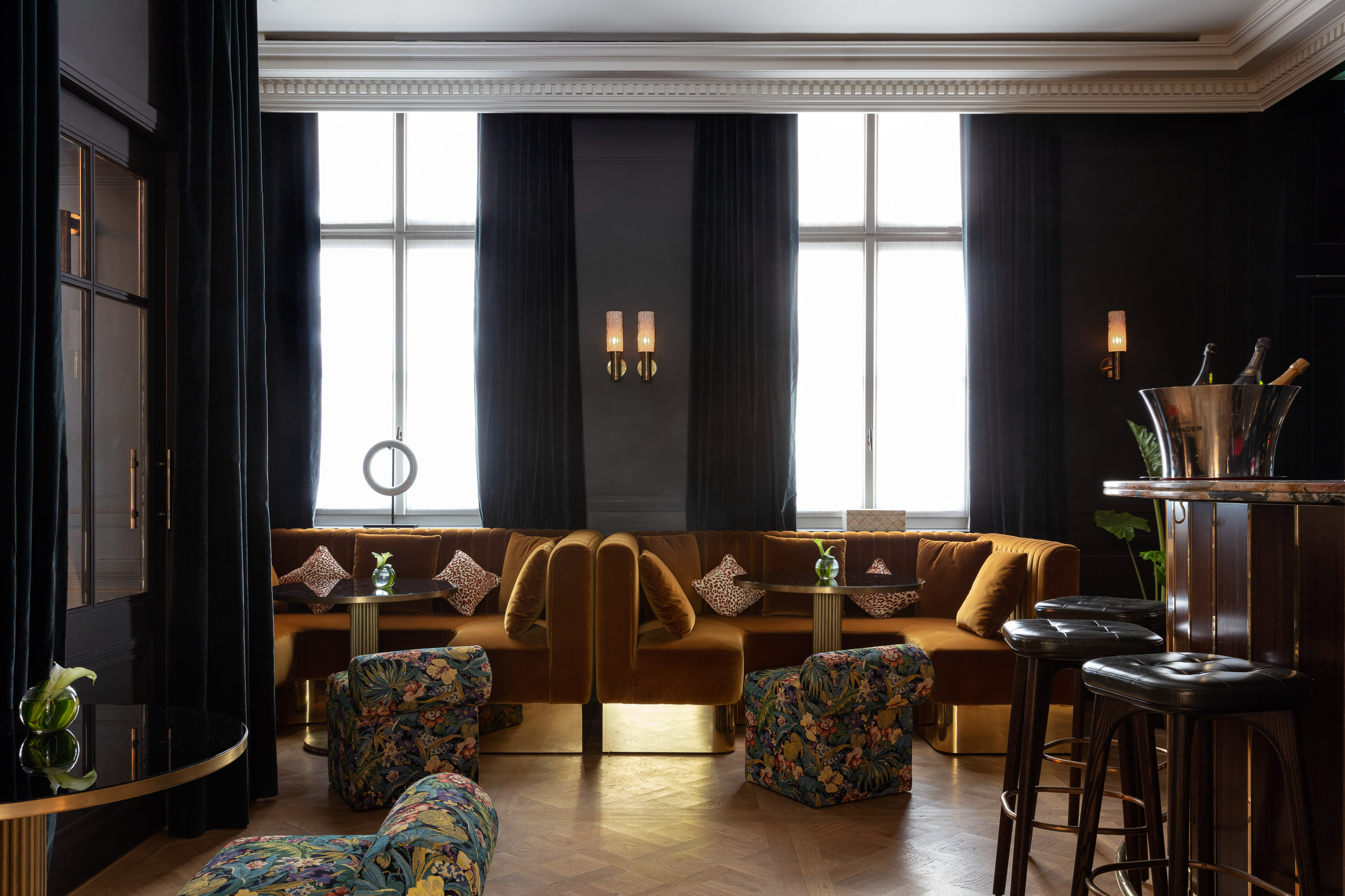 tables and chairs at Bar The Confidential near the Champs Elysées, Paris 8